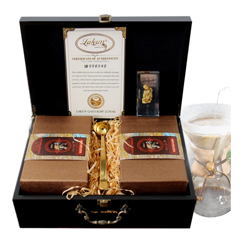 拉昆（Lakun GAYO）印尼 麝香貓貓屎咖啡 巴厘島非圈養(yǎng)咖啡豆 100克*2盒 高端禮盒裝 
