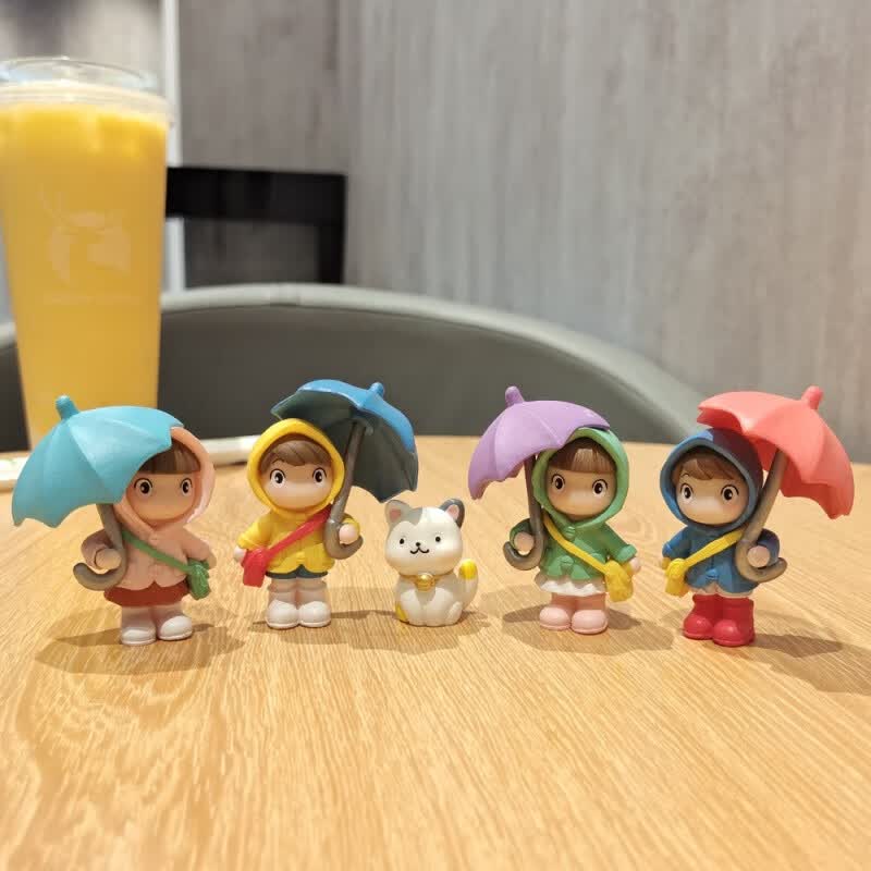 超萌  卡通桌面撑雨伞小摆件 微景观迷你小物件 一套4个装怎么样,好用不?