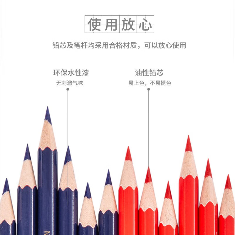 得力红蓝双色铅笔医学特种铅笔标图绘图写字木工护士用记号双头红色蓝色多色两头不可擦彩铅医用铅笔 【12支/盒】双头红蓝铅笔 (送得力卷笔刀) 无规格