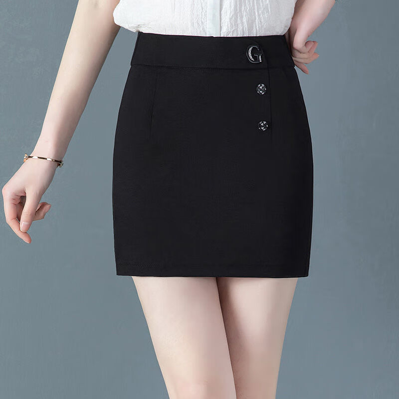 思湄前裙后裤春夏新款一步裙中厚短款裤裙松紧腰修身显瘦包臀裙短裤女