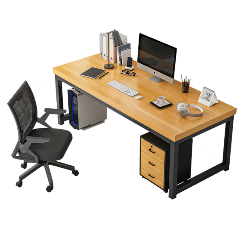 简座钢木电脑桌办工桌家用桌子台式游戏桌工作台办公室长方形书桌 【尼龙脚可调节转椅】（91-105）48*45cm