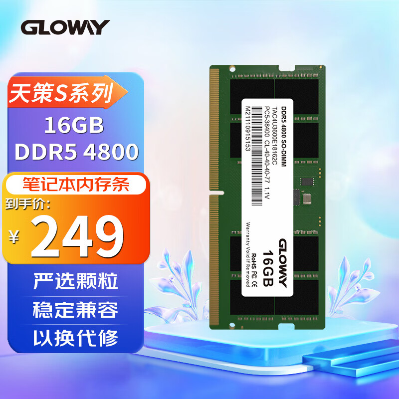 光威（Gloway）16GB DDR5 4800 笔记本内存条 天策S系列