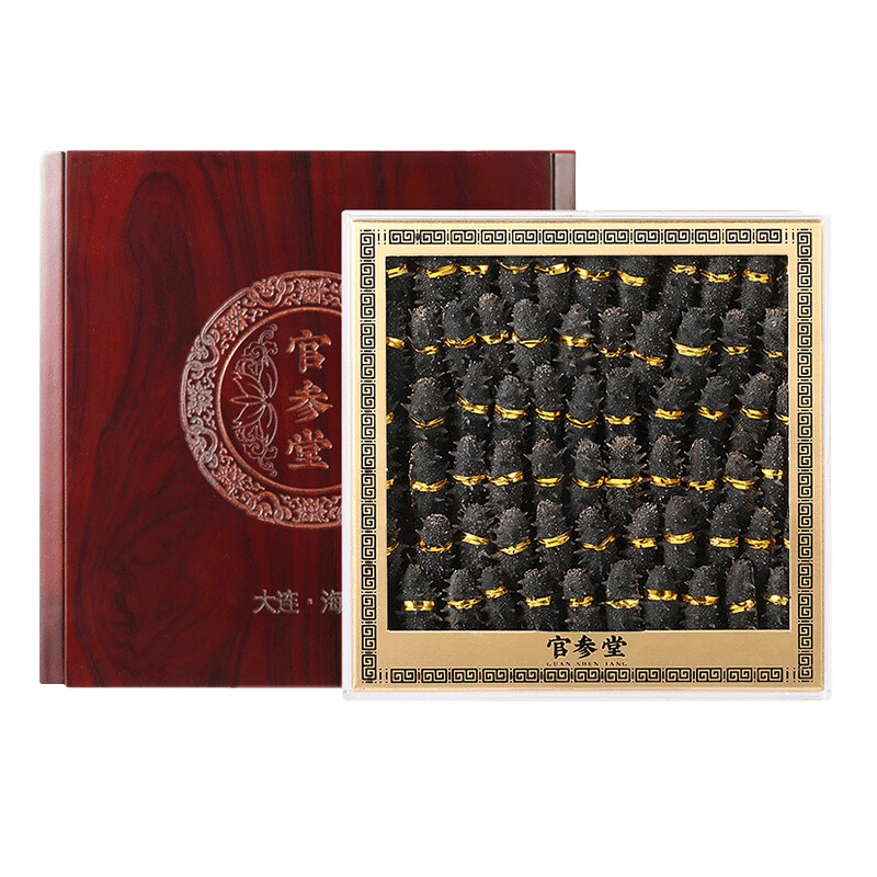 官參堂 大連底播淡干海參干貨家庭遼刺參海鮮水產(chǎn)年貨禮品盒 尊享 禮盒裝8年 500g*1盒 70-90只