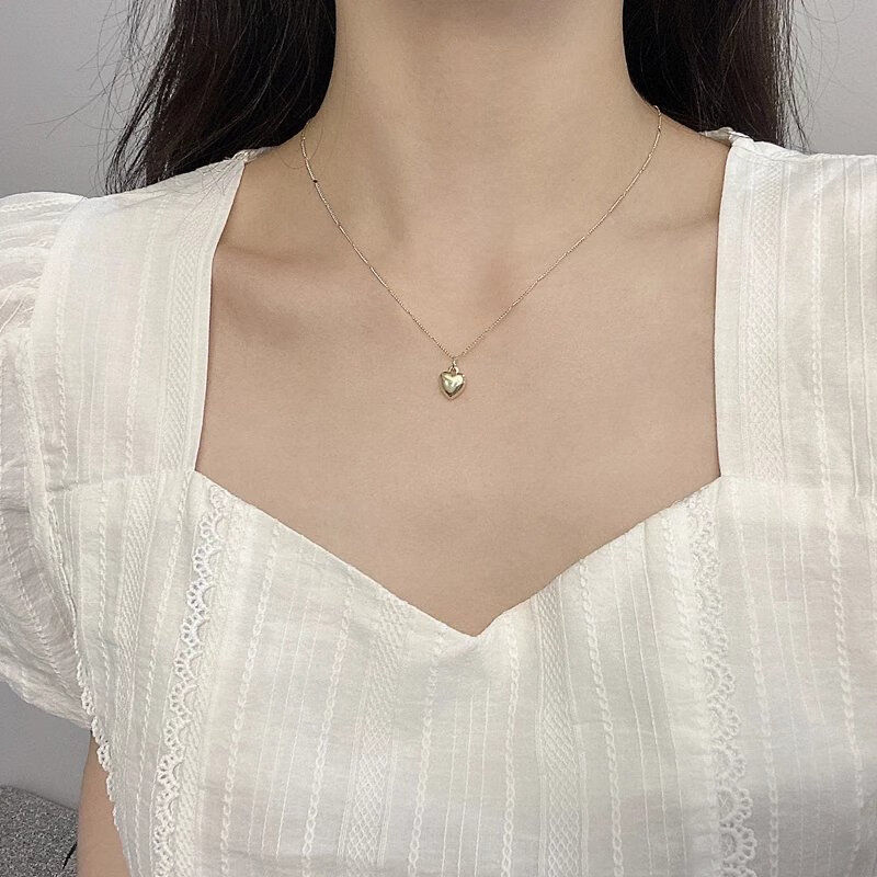 依莲妃【精选】爱心项链轻奢小众2021年锁骨链颈链精致配饰 金色