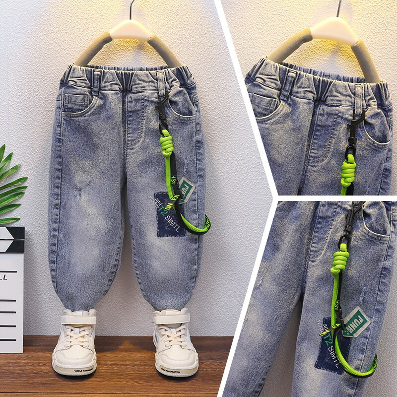 川孩男女宝宝牛仔裤小童202款春装婴儿韩版洋气儿童长裤潮春款 kz559