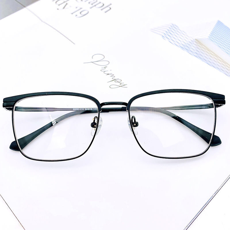 大框老花眼镜男士品牌超轻中老年防蓝光进口树脂潮 黑色 老花100度