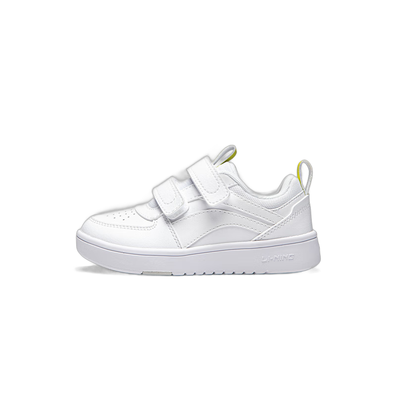 李宁童鞋运动鞋男小童减震回弹轻便百搭魔术贴小白鞋 标准白-7 25