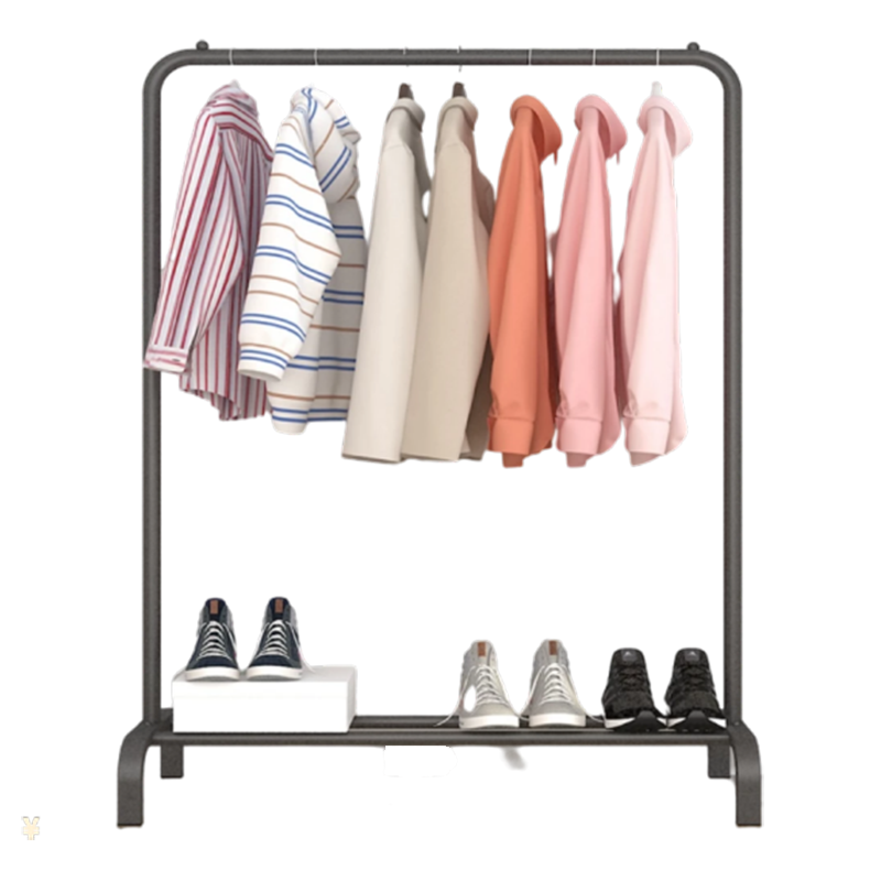 唯良 多功能晾衣架落地陽(yáng)臺簡(jiǎn)易晾衣桿宿舍室內衣架置物架臥室曬衣架 黑色110cm【升級雙桿款】