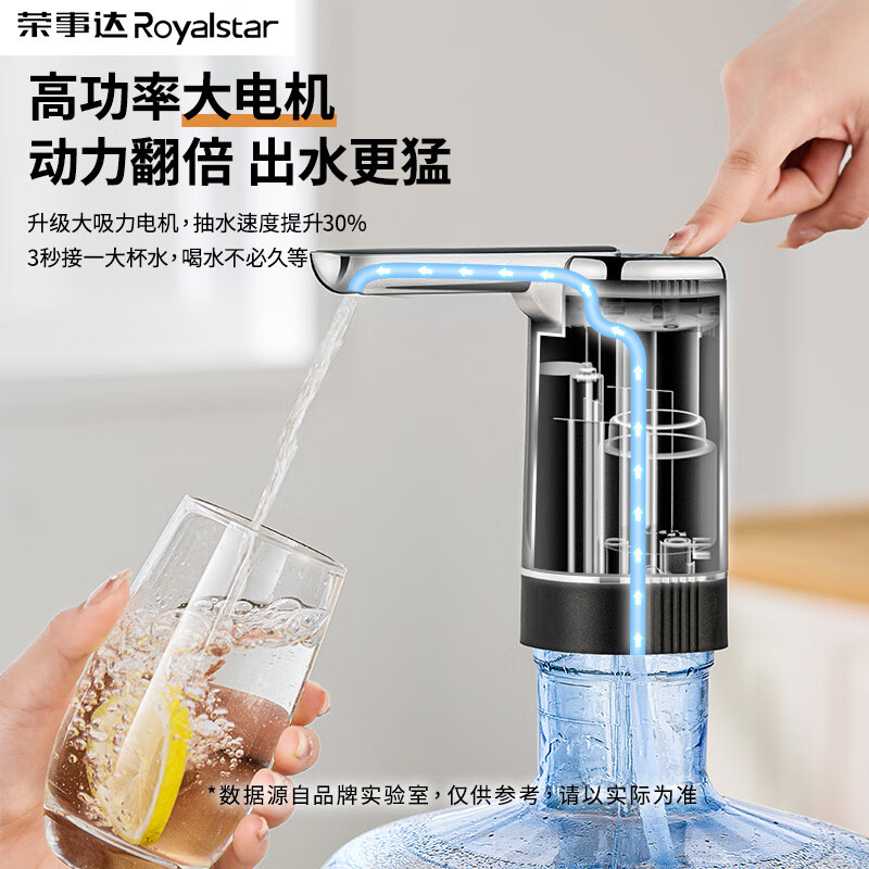 荣事达抽水器桶装水饮水机抽水泵电动吸水器水桶压水器取水器自动上水器 白银【三挡出水】折叠防尘