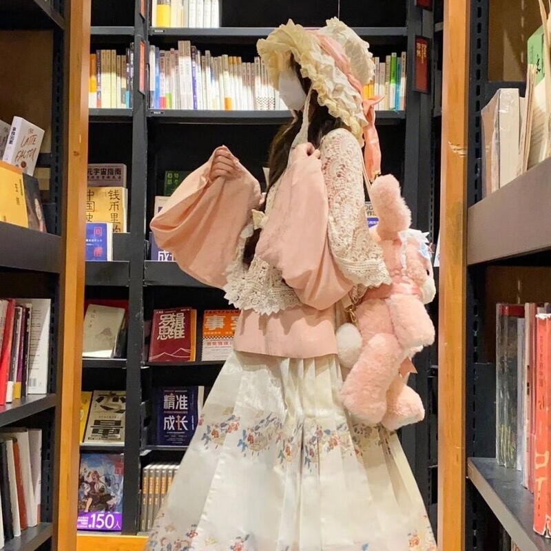 矢向京云染汉洋折衷水木秦淮明制织面裙搭配洋折衷洛丽套装秋冬汉服 套装琵琶䄂上衣+织高品面裙 S