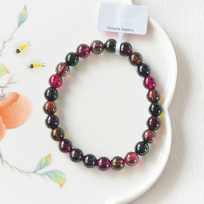 旭元 天然巴西老矿马卡龙碧玺色碧玺手链 彩虹 饰品礼物 珠径约7.