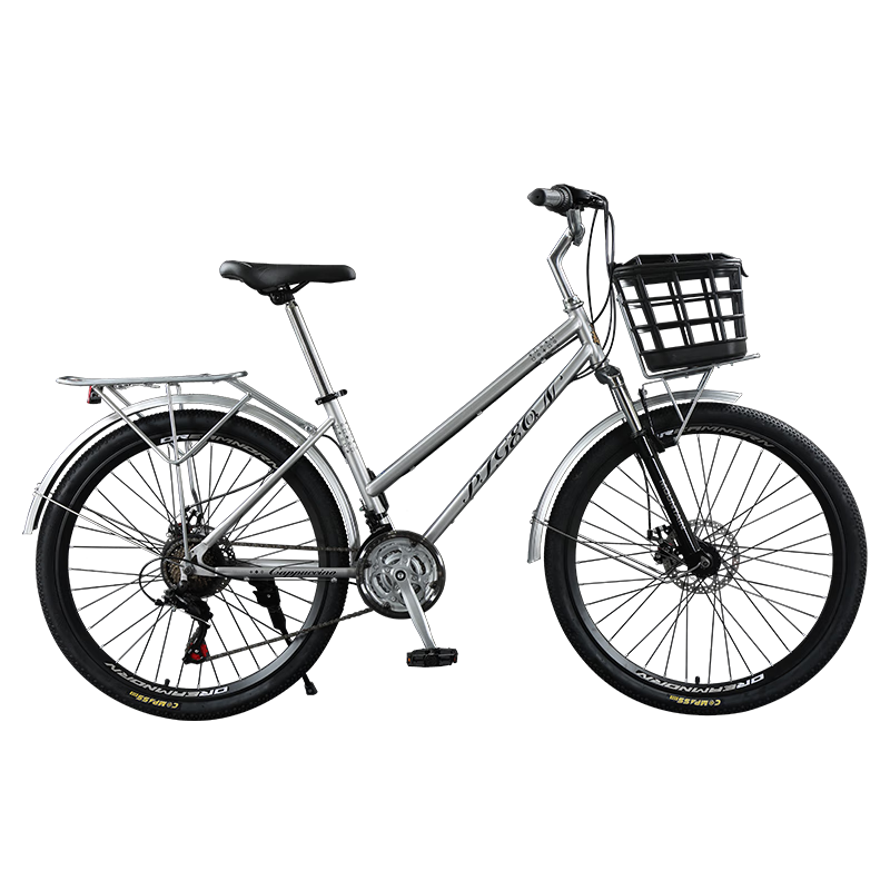 飛鴿（FLYING PIGEON）自行車通勤車成人男女青少年大中學生車騎行代步復(fù)古老式變速單車 卡布奇諾-禧瑪諾21速 太空銀 26寸適合150-180cm