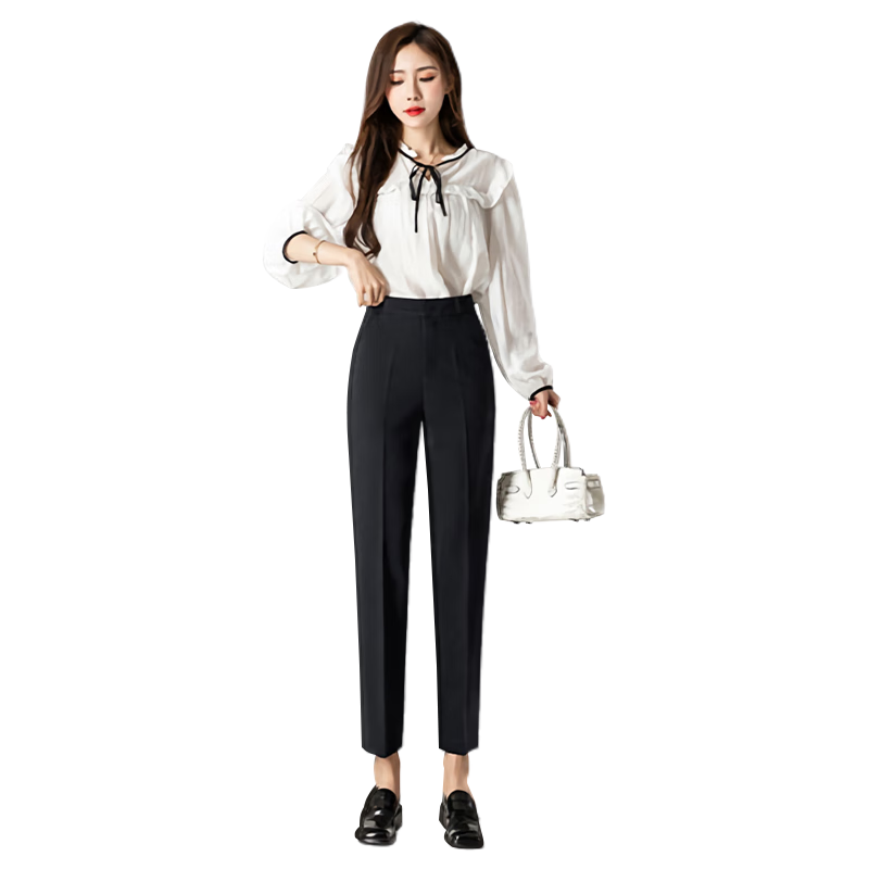 雪茜曼（XUEXIMAN）西裝褲女春季長褲薄款直筒西褲小腳煙管褲子女職業(yè)工裝上班休閑褲