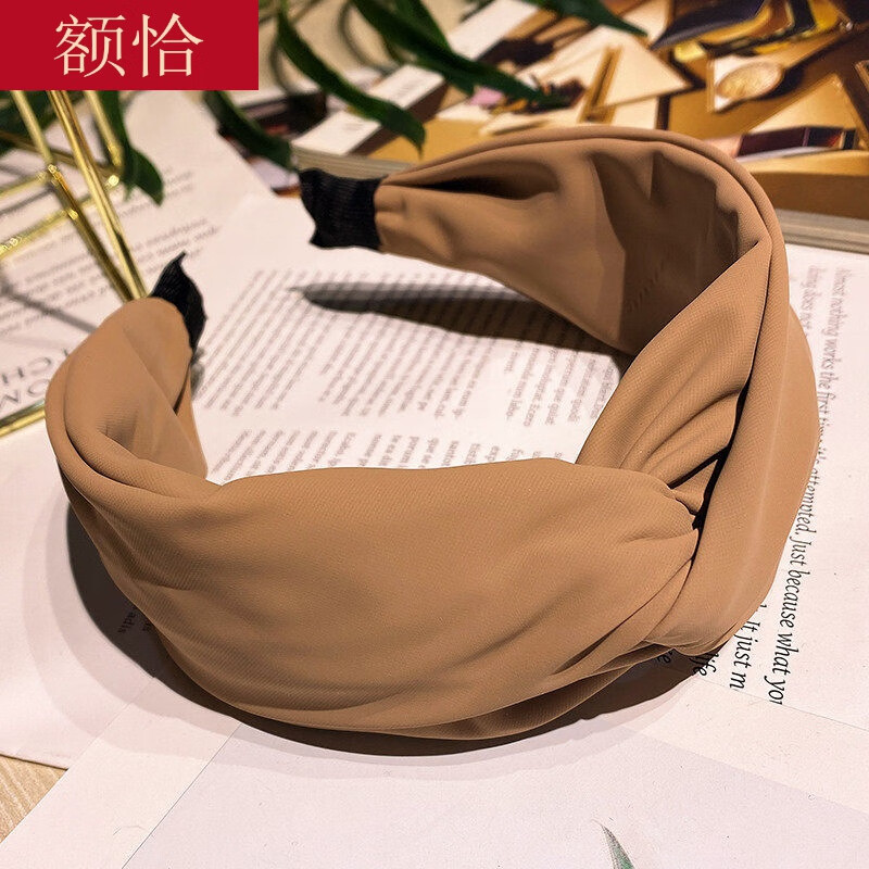 额恰发卡舒适面料韩国柔软纯色亚光质感中间交叉简百搭发箍女士头箍