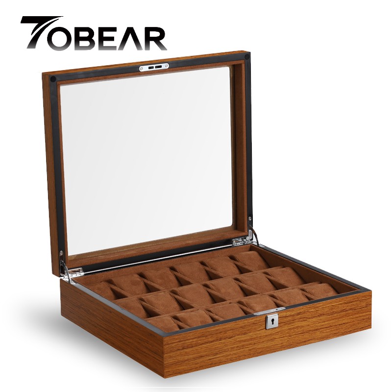 手表收纳盒收藏盒男女士机械手表展示盒家用带锁 大容量多表位 纯手工