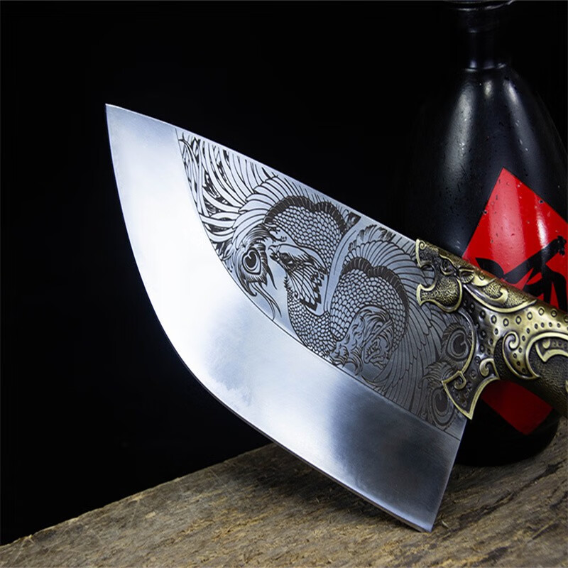 采岑家用耐磨手工锻打高性能不锈钢锋利鸿鸣不锈钢砍骨斩骨刀 砍骨刀