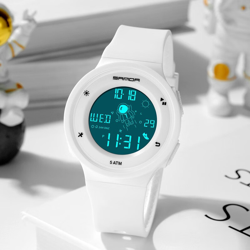 三达(sanda)新款太空人手表男女孩初中高中小学生儿童简约运动防水