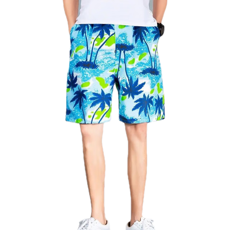 奧益亨夏季沙灘褲男士寬松休閑花短褲運(yùn)動大碼海灘褲速干大褲衩薄居家服 沙灘椰樹 XL 【建議90-110斤左右】