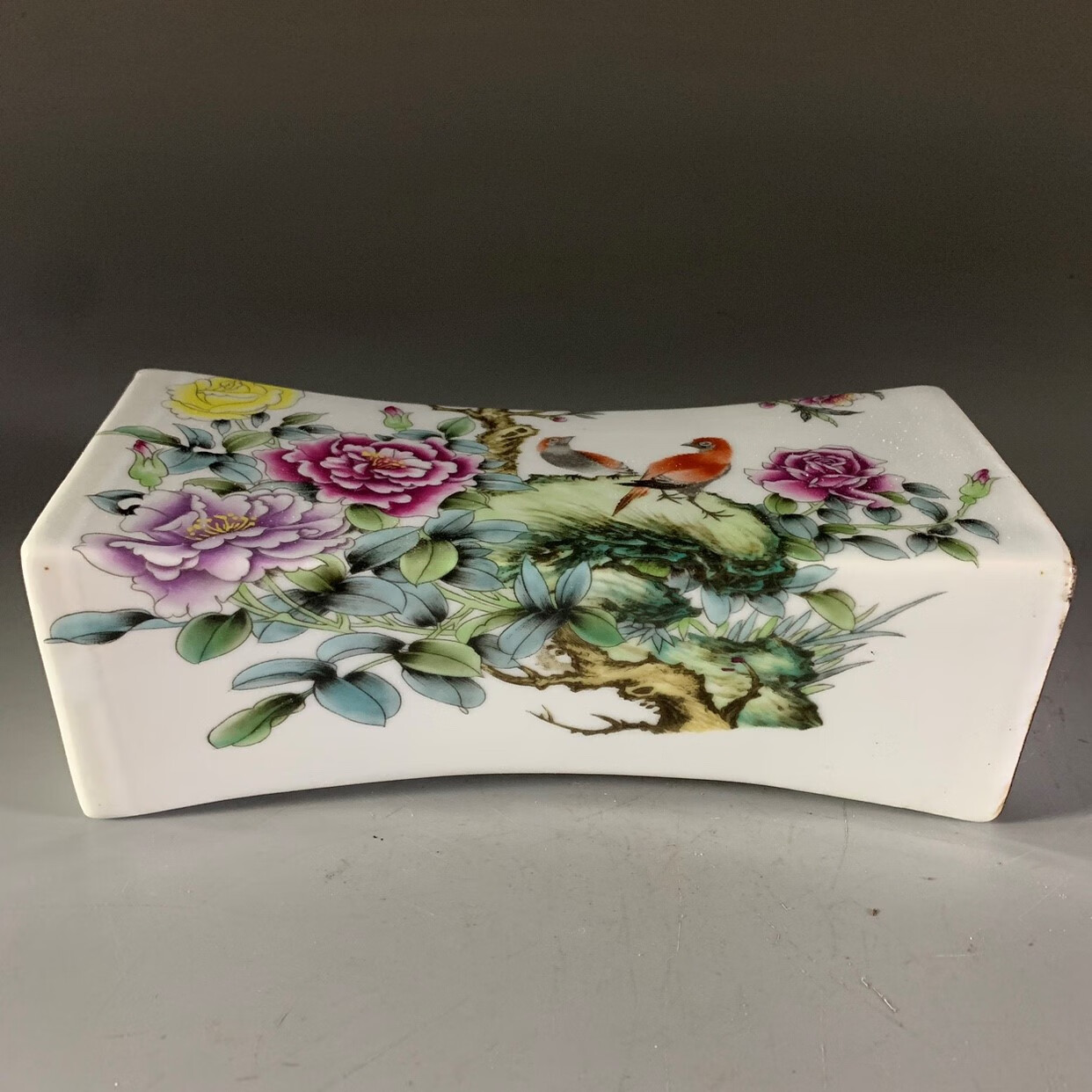 阿马福云仿古瓷枕陶瓷枕头 花鸟形影相随图脉枕 古典风格仿古摆件