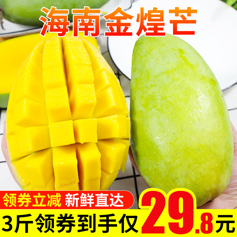 海南芒果生鲜三亚金煌芒大青芒 新鲜水果现摘现发 精选3斤装小果【约7