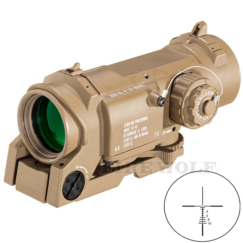 fire wolf 超广角火车头1/4倍全息瞄准器4倍瞄十字瞄镜红点全息瞄准