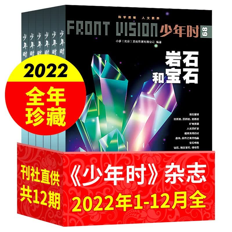 少年时杂志第八/九辑1-12月打包 【2022/2023年订阅可选】自然科学8-16岁青少年科普百科人文大型期刊 少年时2022年第八辑（全年珍藏12本）
