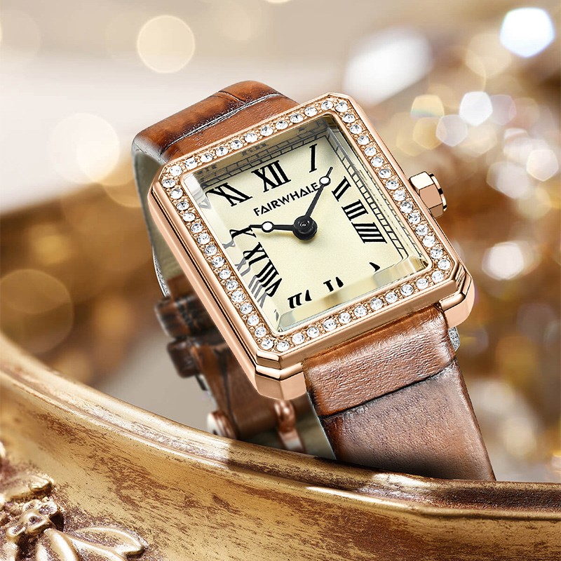 马克华菲(fairwhale)手表女士时尚方形女表简约气质防水高档石英手表