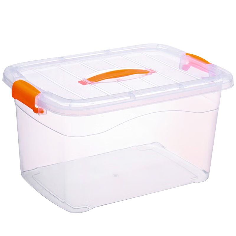 冰禹 塑料收纳箱子储物箱 加厚塑料带提手 杂物整理箱 透明款标准小号8L bf-139