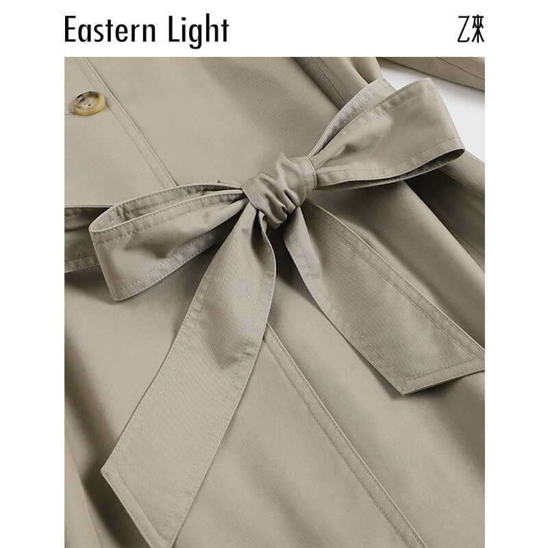 乙来（EASTERN LIGHT）BALMACAAN巴尔玛肯风衣女薄款长外套2026春秋款大衣轻奢风简约 灰卡其 L