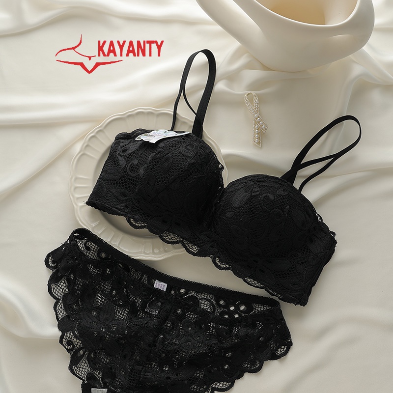 kayanty 大牌文胸套装无肩带内衣女小胸聚拢无钢圈收副乳上托性感蕾丝