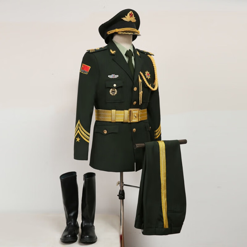 新款学校仪仗队升旗礼服学生文工团升旗手服装鼓乐队演出服套装裙 军绿色女款裤装全套 男款165/女款160