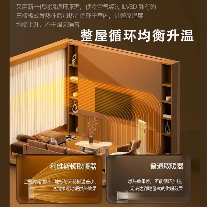 利维斯顿(ILVSD)石墨烯取暖器家用大面积全屋速热电暖器客厅浴室壁挂式电暖气片电采暖加热器壁炉电烤炉取暖炉 2200W【10-20㎡】 恒温变频【涡轮速热款】