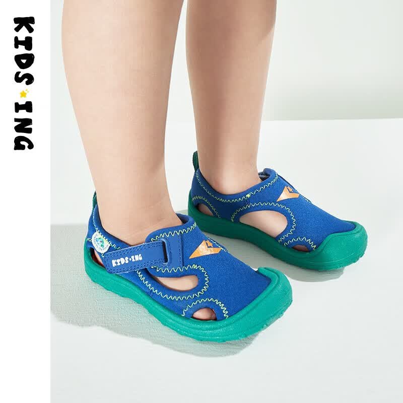 kids.ing【开学季】儿童包头凉鞋夏季男童运动鞋软底防滑女小童宝宝凉鞋 蓝色 28码 适合脚长16.4-17.2cm属于什么档次？