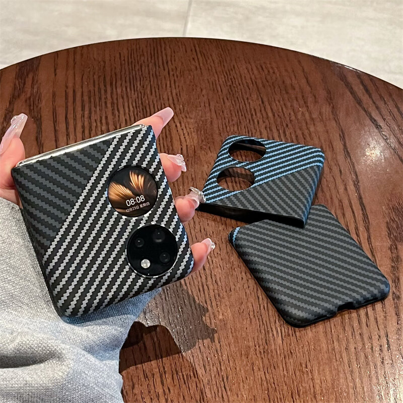 森夜适用华为pockets手机壳新款p50pocket手机套高级女超薄个性碳纤维