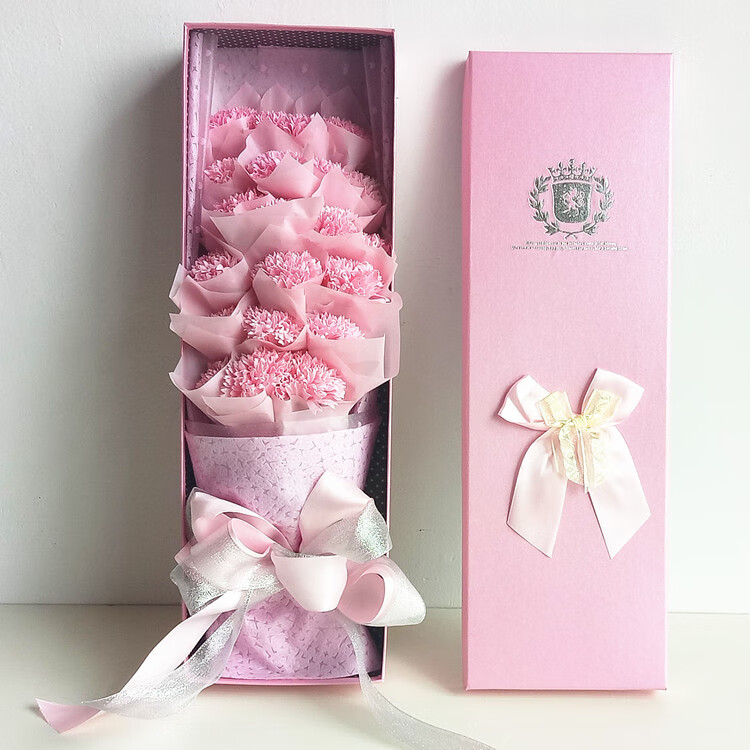 兰桑礼物送妈妈生日老婆婆香皂康乃馨假花束玫瑰花送女朋友实用 21朵