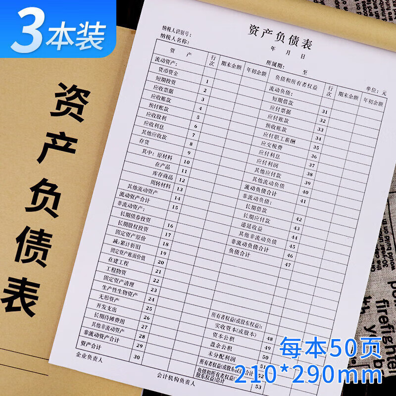 表公司财务报表资产负债表和利润表会计公司科目汇总表统 a4负债表3本