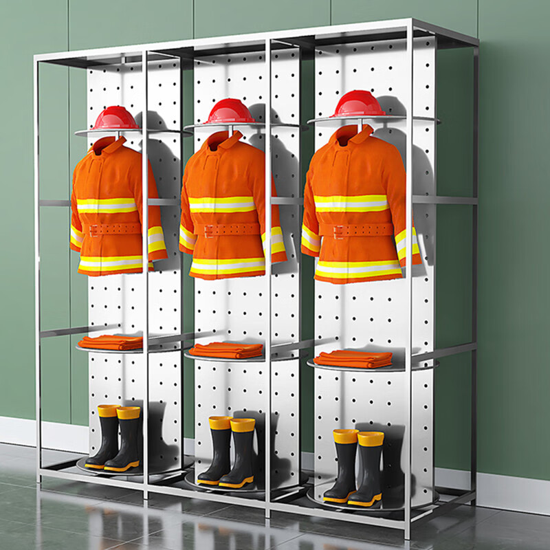 京采无忧 不锈钢消防服架单双面360°旋转防火服战斗衣架救援装备衣帽