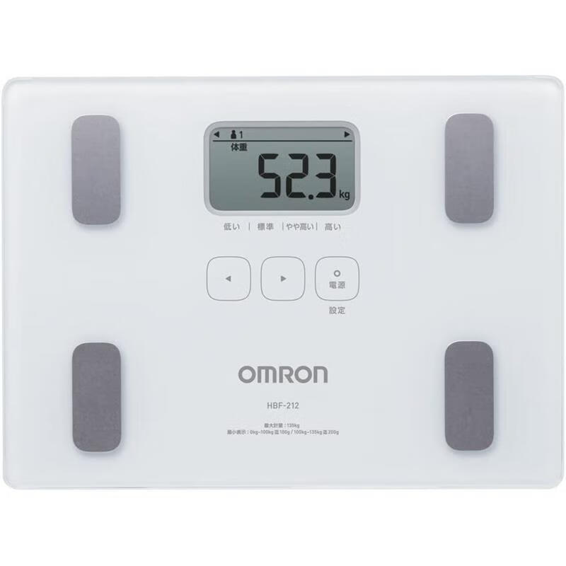 欧姆龙（OMRON）【日本直邮】欧姆龙（OMRON）体重身体脂肪测量器 HBF系列脂肪称体脂测量仪 智能体重秤 HBF-212【白色】