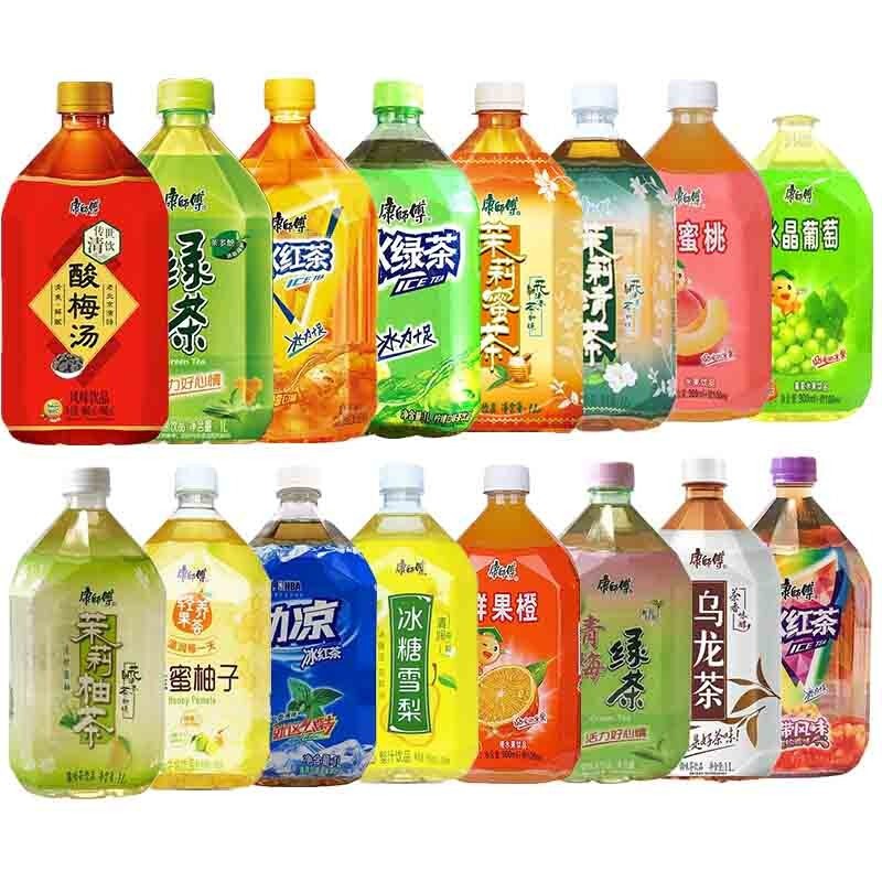 康师傅饮料1l*8瓶大瓶家庭装青梅乌龙茶红茶茉莉茶柚子水蜜桃葡萄