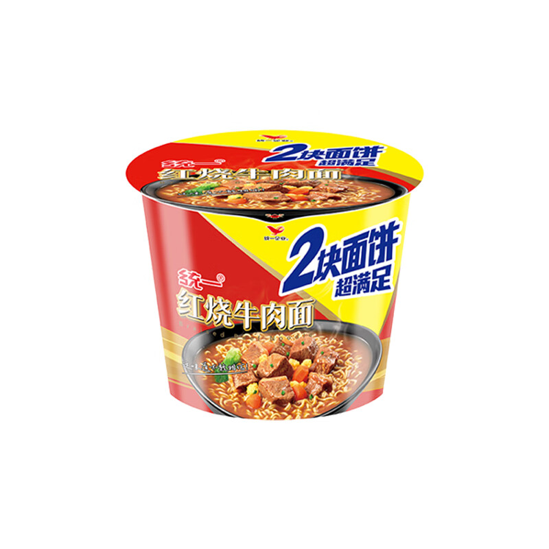 统一方便面来一桶大桶面香辣红烧牛肉面12桶整箱装【2块面饼】 来一桶