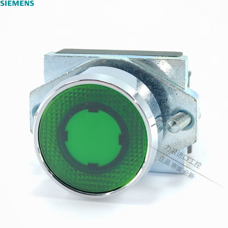 西门子(SIEMENS)带灯按钮开关 3SB6系列 开孔22mm 金属 绿色 24V 1常开 3SB6163-0DB40-1BA0
