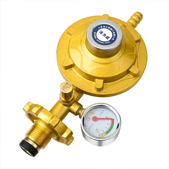 法力威 液化气减压阀煤气罐防爆家用燃气低压阀新国标0.6安全自锁安全阀 【家用-低压】压力表丨漏气自闭