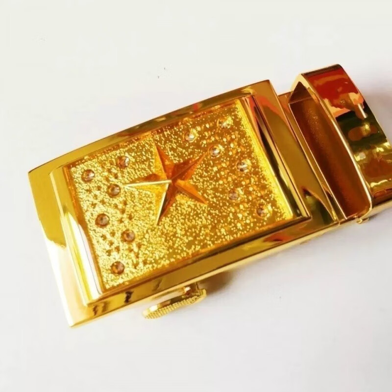 优束24k金色自动扣不退色不掉色皮带头满天星镶钻扣头子男4公分扣头