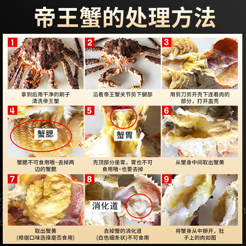 【全网热销】俄罗斯进口帝王蟹鲜活冻帝皇蟹冷冻生蟹大螃蟹海鲜 5.1-5.5斤/只【生冻特大帝王蟹】