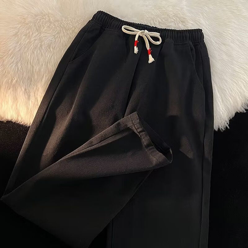 逗菁初高中男生松紧腰牛仔裤秋冬穿的牛仔裤抽绳松紧腰男潮流宽松百搭