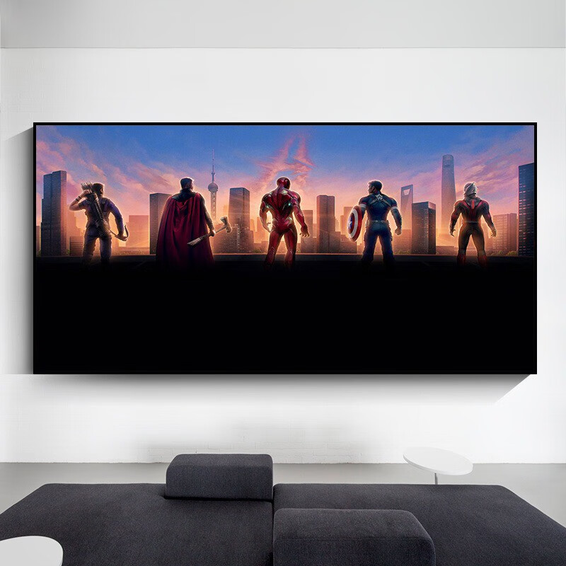 漫威海报墙贴十周年挂画装饰画 漫威10周年 140*70厘米质感布纹膜