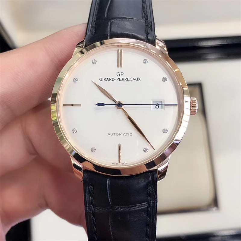 【二手95新】gp芝柏男表1966系列自动机械18k玫瑰金日历38mm瑞士奢侈