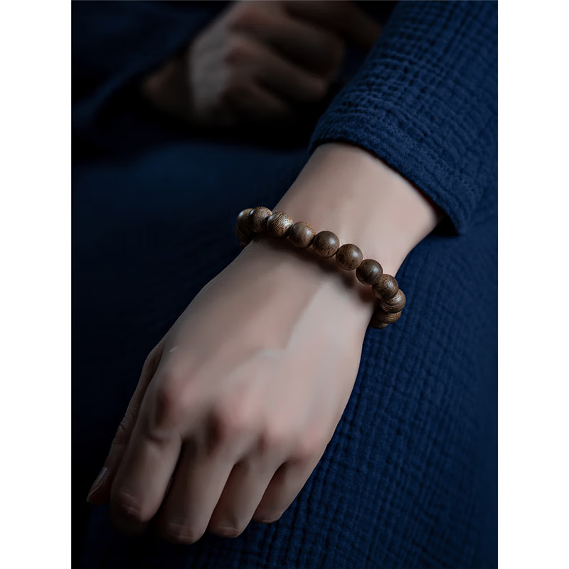 耕鸿越南惠安奇楠沉香手串沉水级文玩老料香木佛珠女男款情侣手链素款 越南惠安沉香约11mm