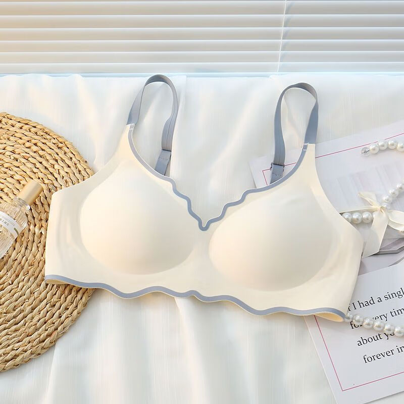 女无钢圈夏季薄款小胸聚拢舒适甜美少女风文 仙女白单件 s32/70abc