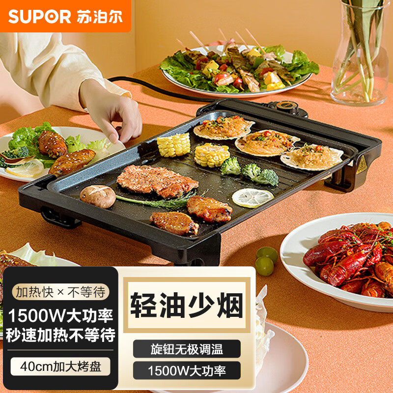 苏泊尔（SUPOR）电烤炉烤肉锅家用多功能大功率轻油少烟大容量4-6人不粘电烤盘烤肉机D836怎么看?